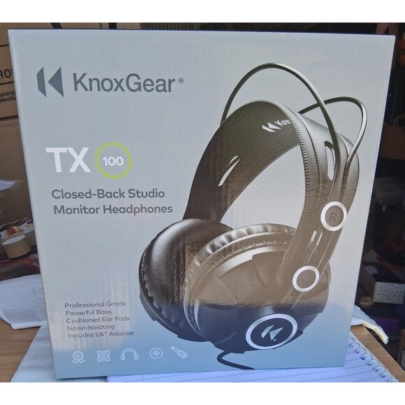 NEW! Knox Gear TX-100 Closed-Back Studio Monitor Headphones, Black - Picture 1 of 7